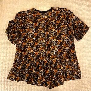 Madewell Peplum Ruffle Floral Silk Top // Size S
